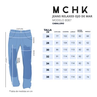 Foto 6 | Jeans De Mezclilla Mchk. Para Caballero Corte Relaxed. Color Ojo De Mar. Modelo 8087