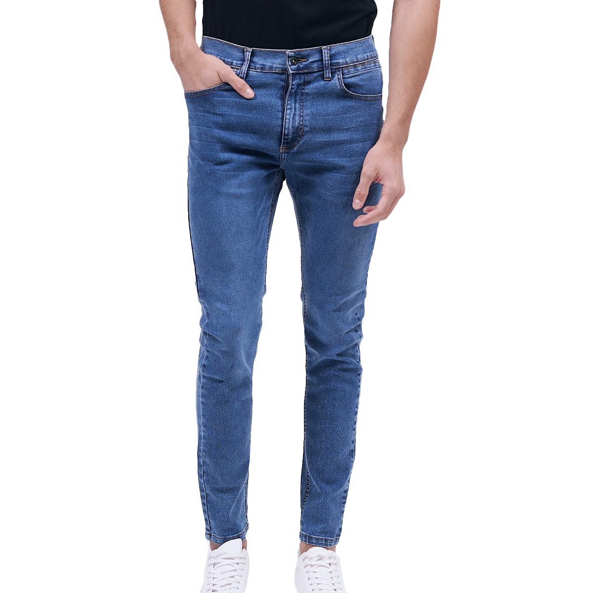 Jeans de Mezclilla Stretch MCHK 8010 color Azul con Desgaste para Hombre