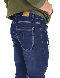 Foto 3 | Jeans Skinny Pantalones de Mezclilla Azul Marino Rotos