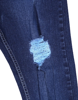 Foto 4 | Jeans Skinny Pantalones de Mezclilla Azul Marino Rotos
