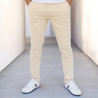 Foto 1 | Pantalón Skinny De Gabardina Hueso John Silver