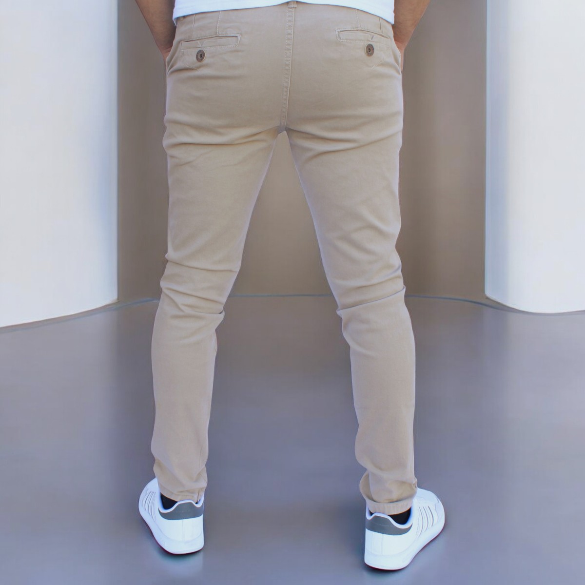Foto 3 pulgar | Pantalón Skinny De Gabardina Arena John Silver
