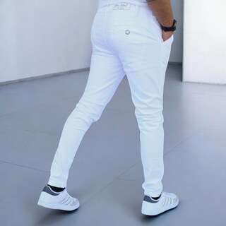 Foto 2 | Pantalón Skinny De Gabardina Blanco John Silver