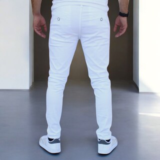 Foto 3 | Pantalón Skinny De Gabardina Blanco John Silver