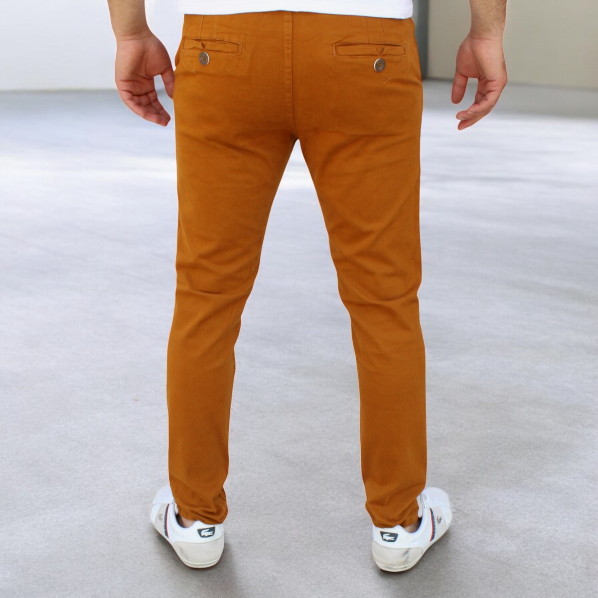 Foto 4 pulgar | Pantalón Skinny De Gabardina Mostaza John Silver