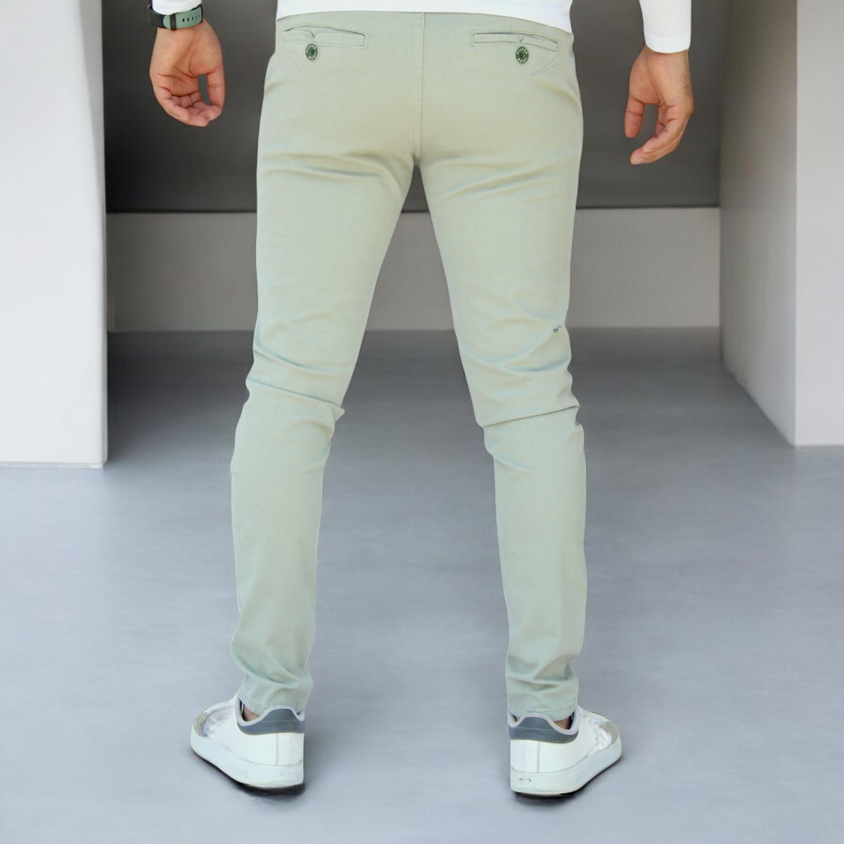 Foto 5 pulgar | Pantalón Skinny De Gabardina Verde Olivo John Silver
