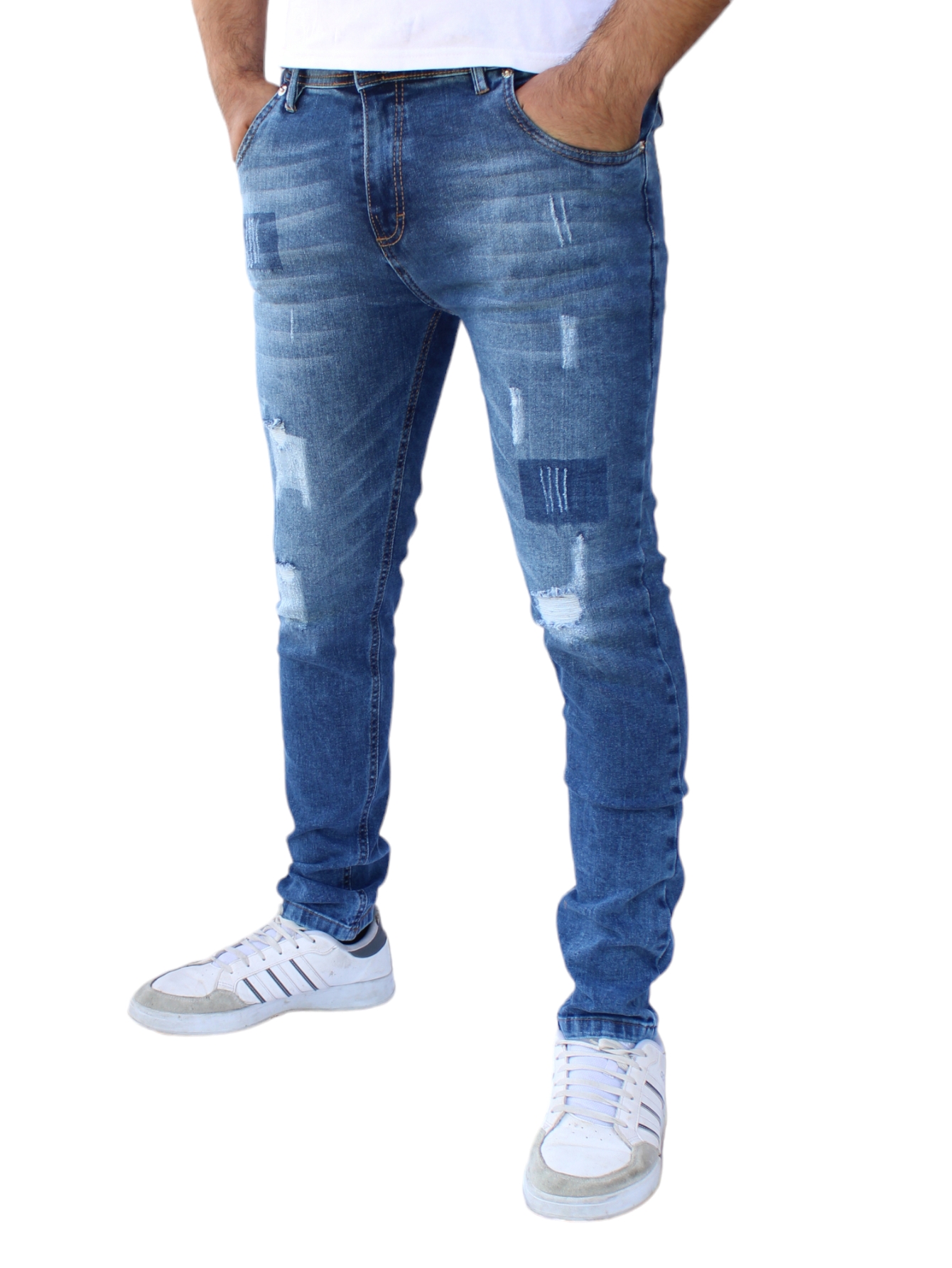Foto 3 pulgar | Pantalón Skinny De Mezclilla Mod 1 Stone Parche John Silver