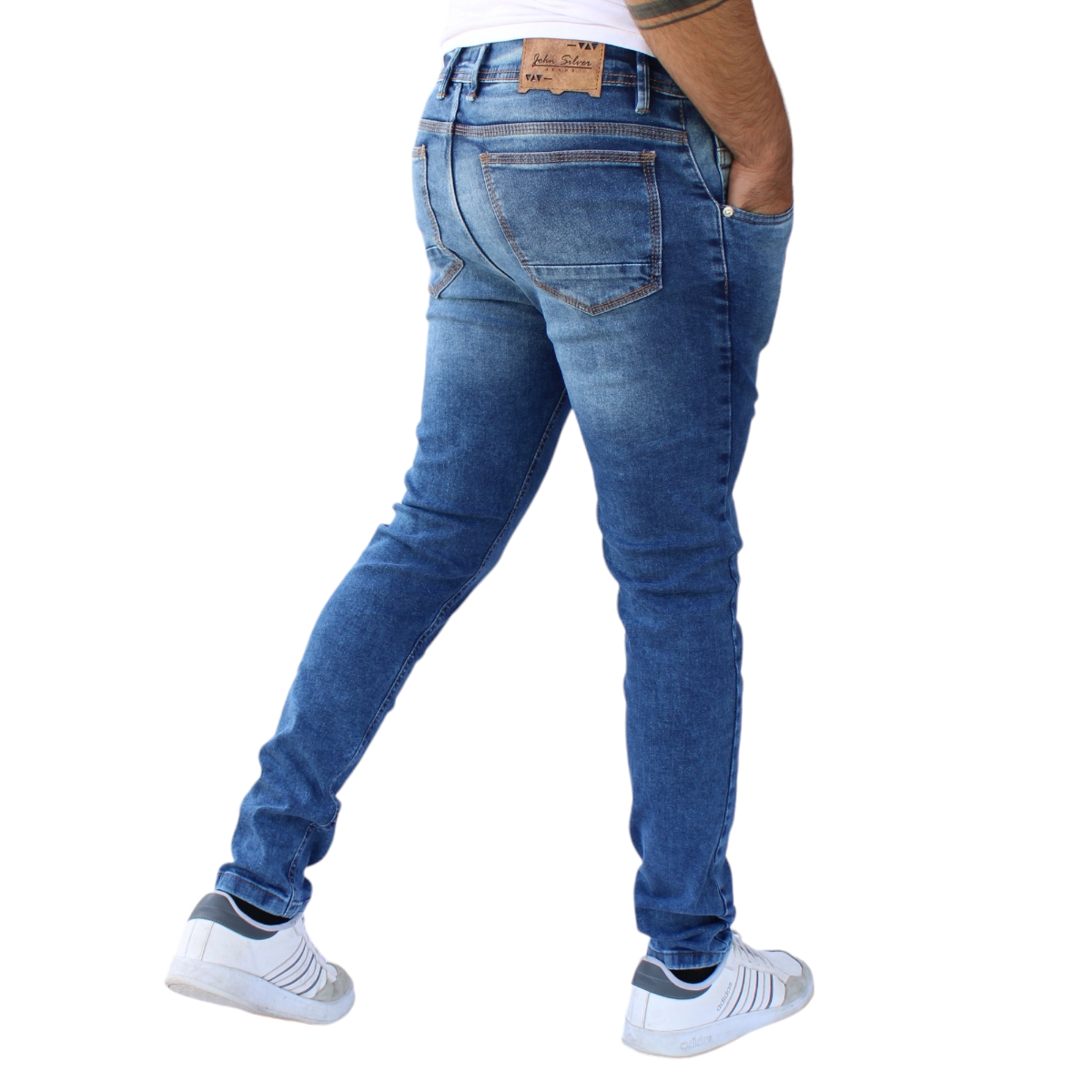 Foto 4 pulgar | Pantalón Skinny De Mezclilla Mod 1 Stone Parche John Silver