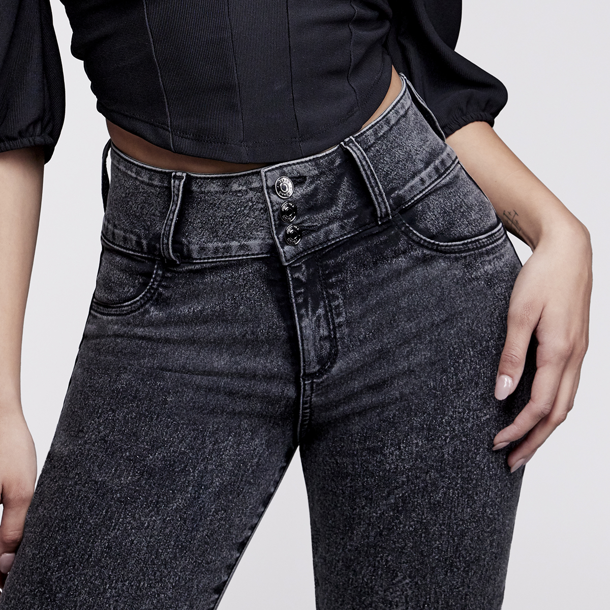 Foto 3 pulgar | Jeans Mujer Super Skinny Cintura Alta Push Up 2144gris