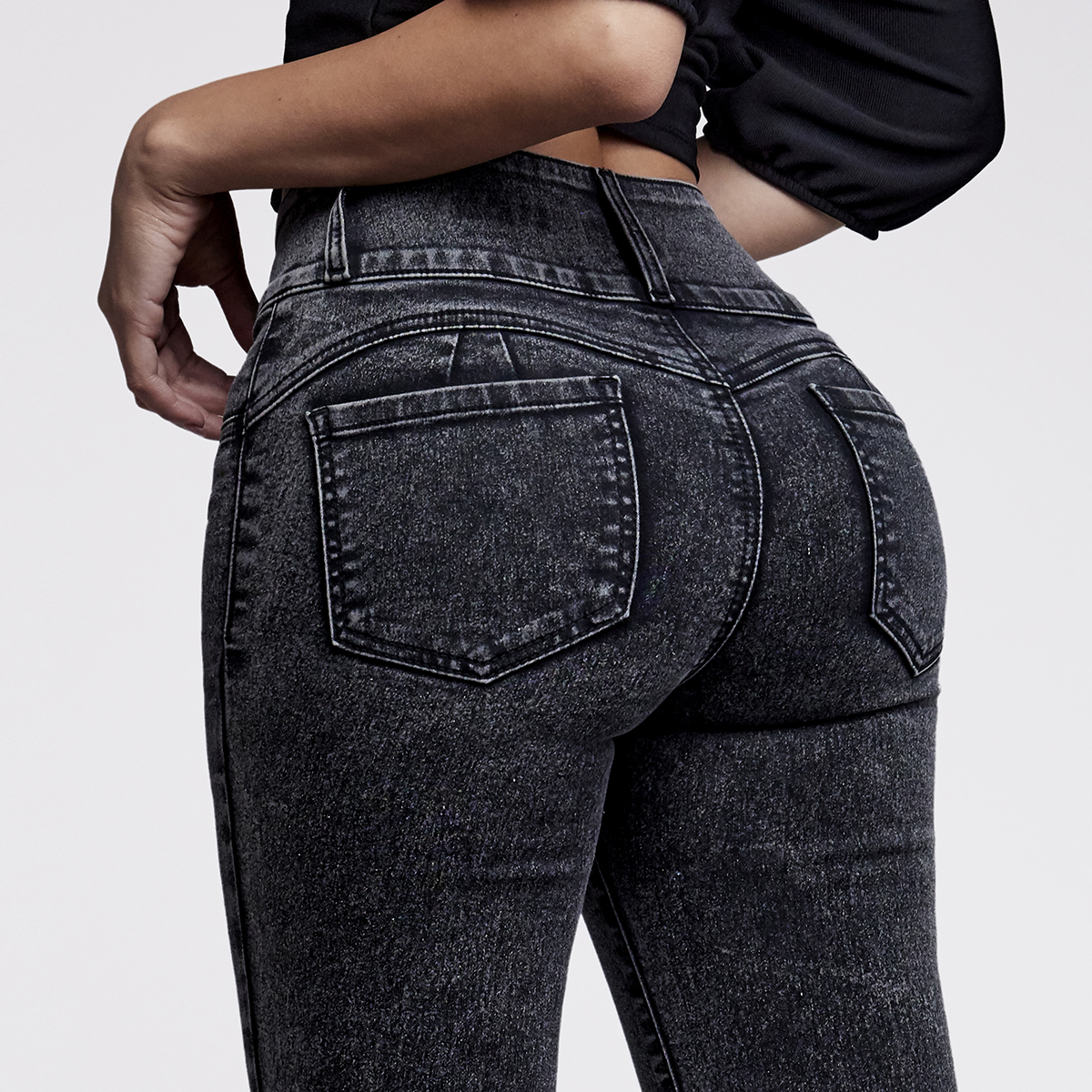 Foto 4 pulgar | Jeans Mujer Super Skinny Cintura Alta Push Up 2144gris