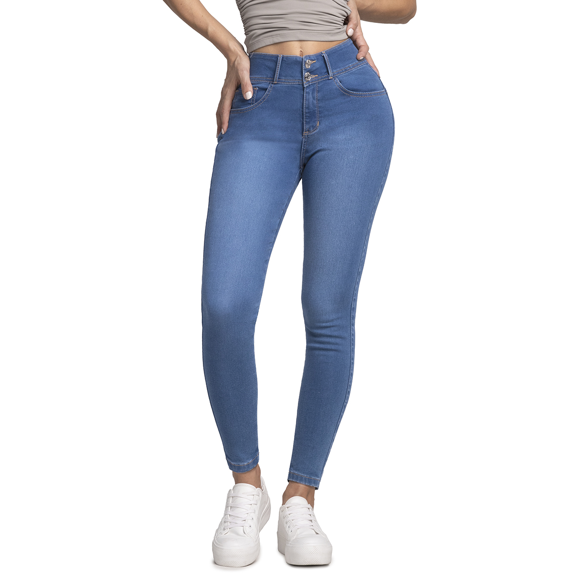 Foto 2 pulgar | Jeans Mujer Super Skinny Cintura Alta Push Up 0118blea