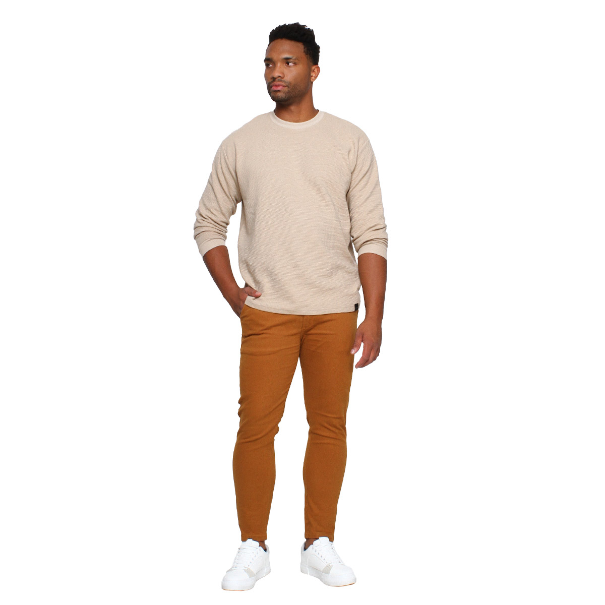 Foto 2 pulgar | Pantalón De Hombre Gabardina Skinny Dorado