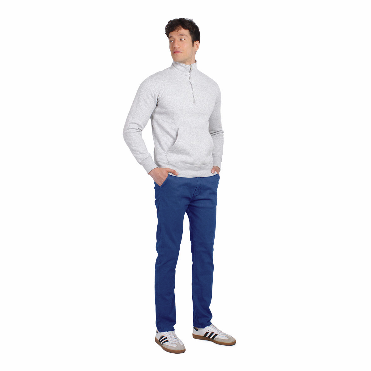 Foto 5 pulgar | Pantalón De Hombre De Gabardina Casual  Skinny Azul Pizarra