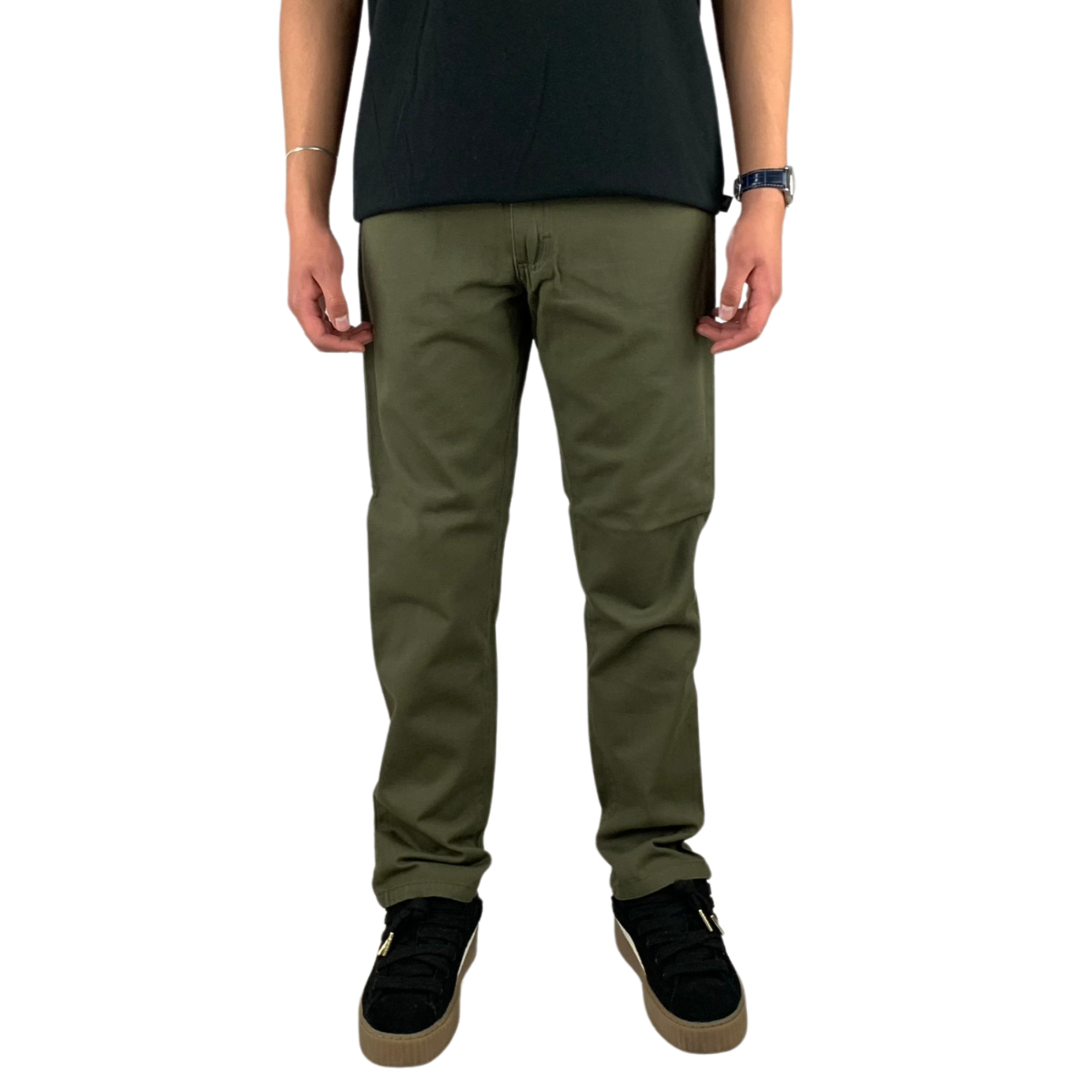 Pantalón Slim Gabardina Indutex Y Moda Verde Para Hombre