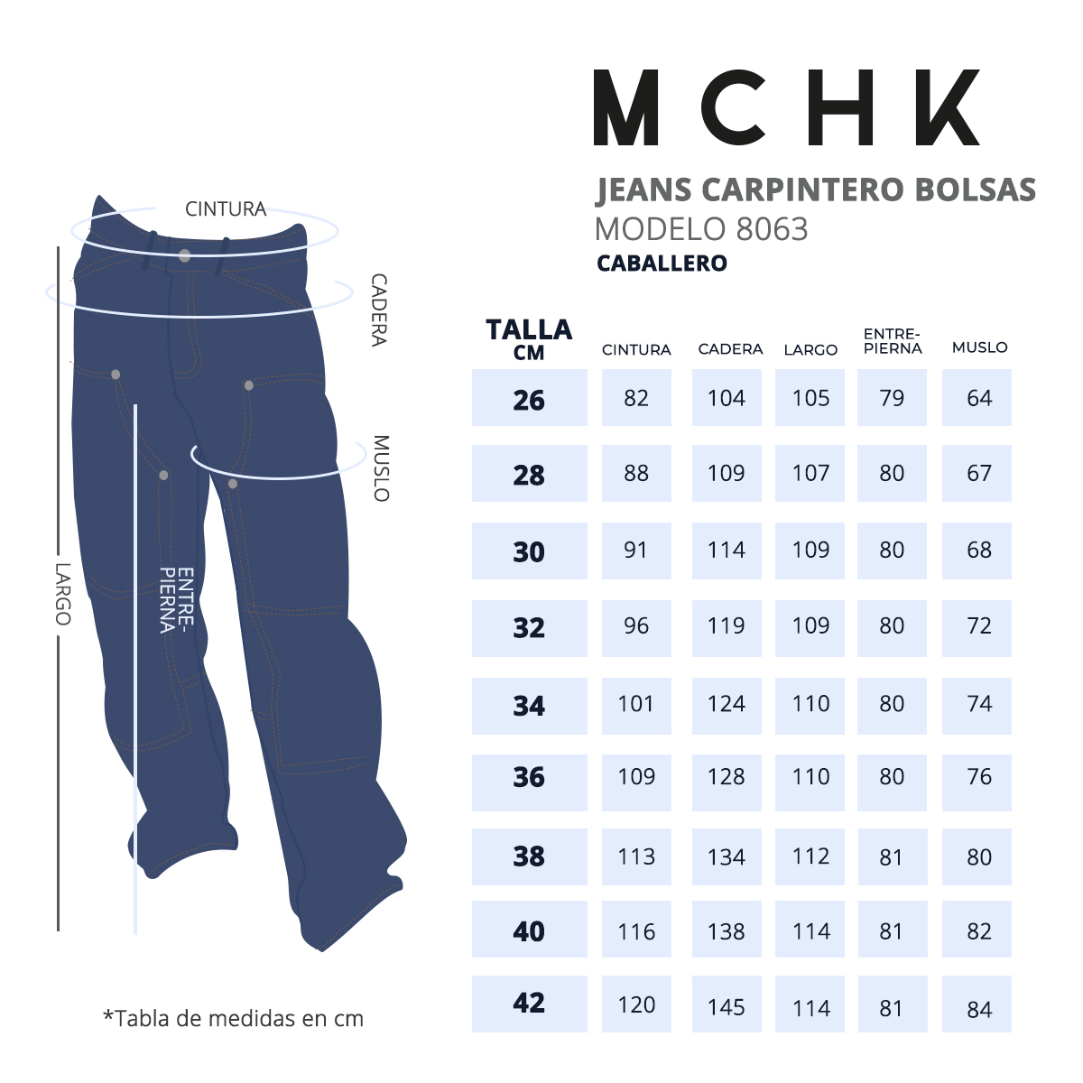 Foto 8 pulgar | Jeans De Mezclilla Mchk Corte Carpintero, Diseño De Bolsas. Para Hombre. Color Azul. Modelo 8063