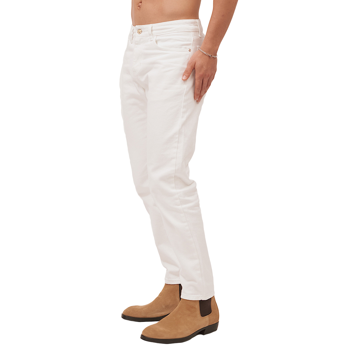 Foto 3 pulgar | Jeans De Mezclilla Mchk Corte Cropped. Para Hombre. Color Blanco. Modelo 8062