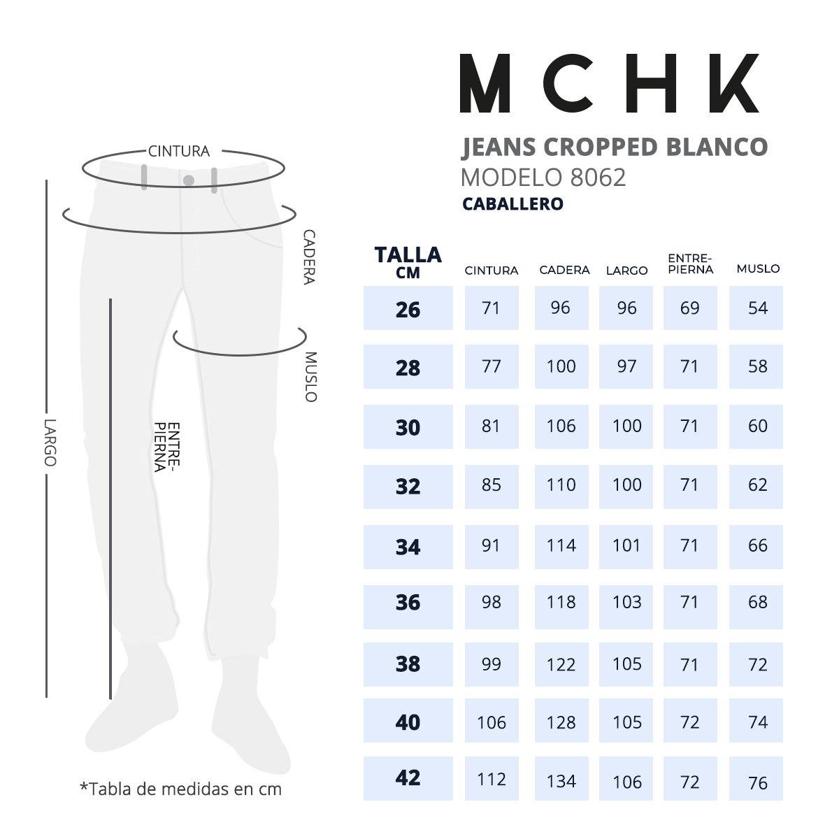 Foto 7 pulgar | Jeans De Mezclilla Mchk Corte Cropped. Para Hombre. Color Blanco. Modelo 8062