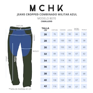 Foto 6 | Jeans De Mezclilla Mchk. Cropped, Diseño Bicolor, Color Militar Y Azul. Para Hombre. Modelo 8070