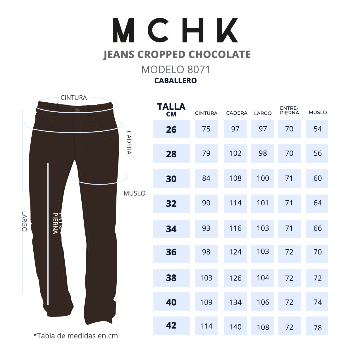Foto 6 pulgar | Jeans de Mezclilla Mchk Cropped 8071 Cafés para Hombre