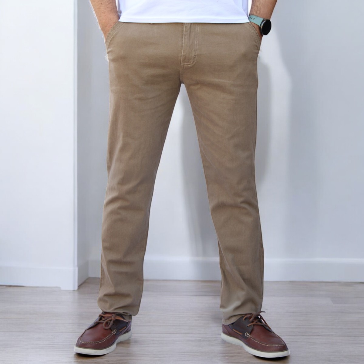Foto 3 pulgar | Pantalón Slim Fit Gabardina Caqui