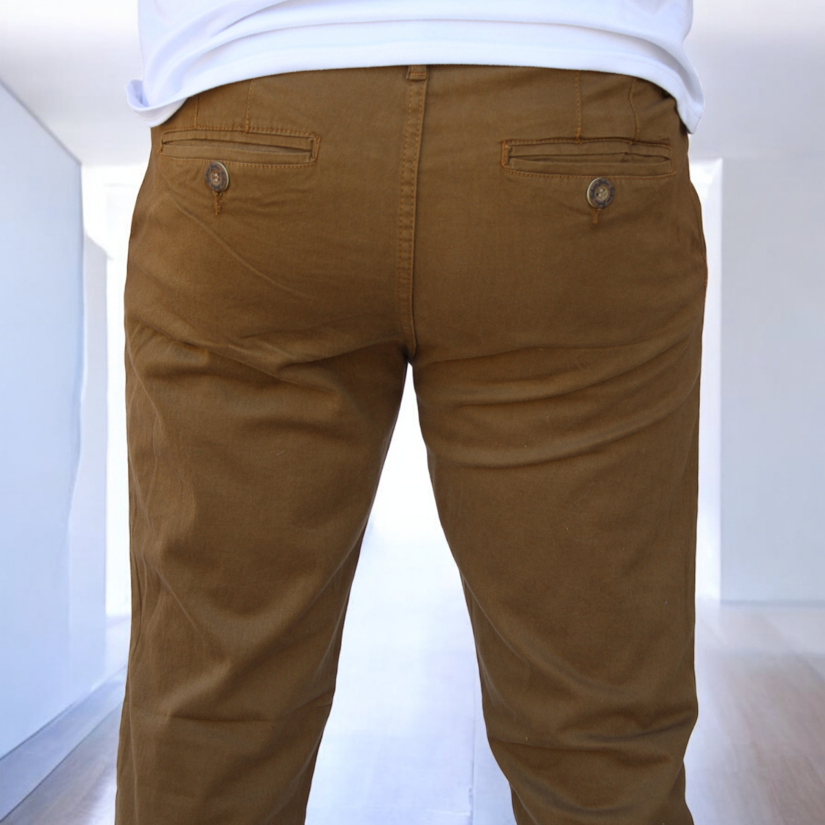 Foto 5 pulgar | Pantalón Slim Fit Gabardina Caqui Obscuro