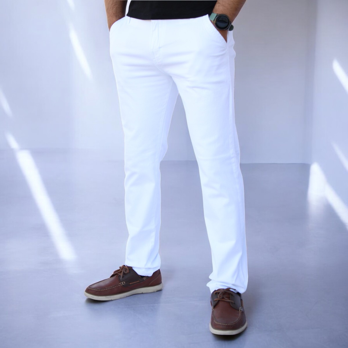Foto 3 pulgar | Pantalón Slim Fit Gabardina Blanco