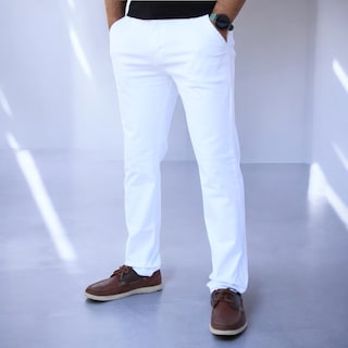 Foto 2 | Pantalón Slim Fit Gabardina Blanco