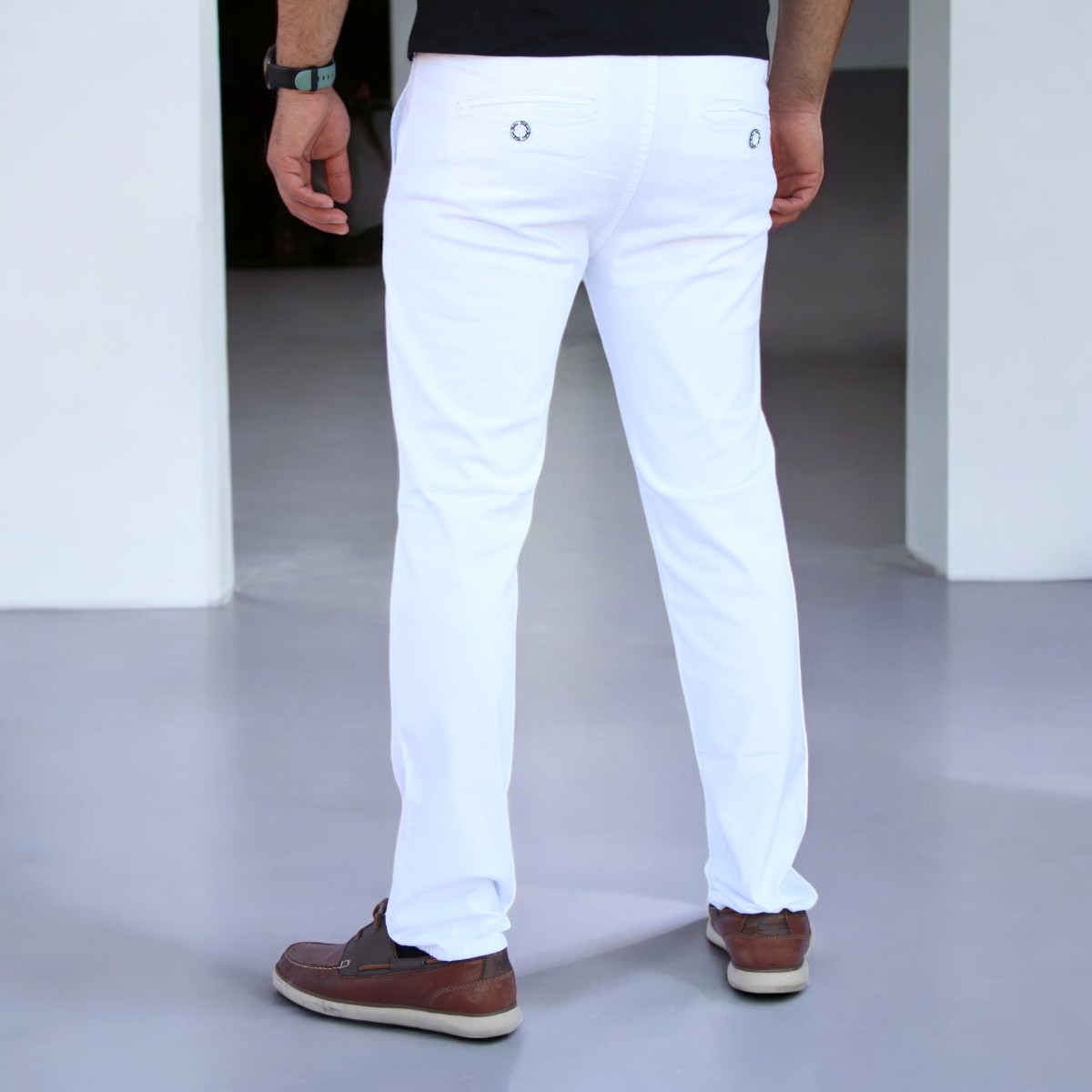 Foto 4 pulgar | Pantalón Slim Fit Gabardina Blanco