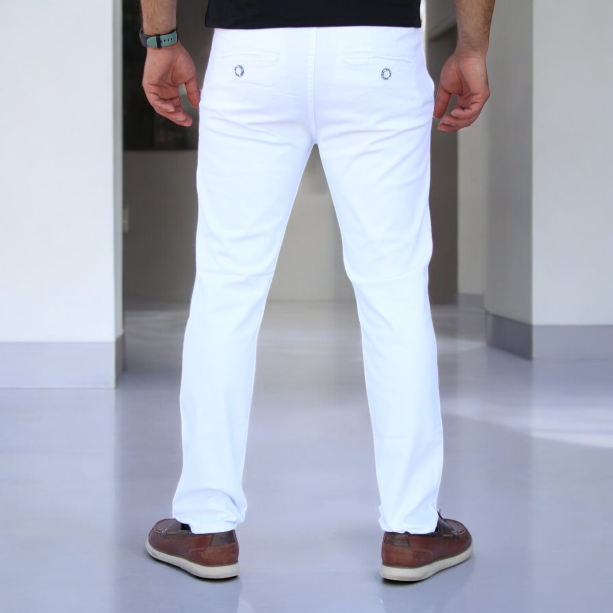 Foto 5 pulgar | Pantalón Slim Fit Gabardina Blanco