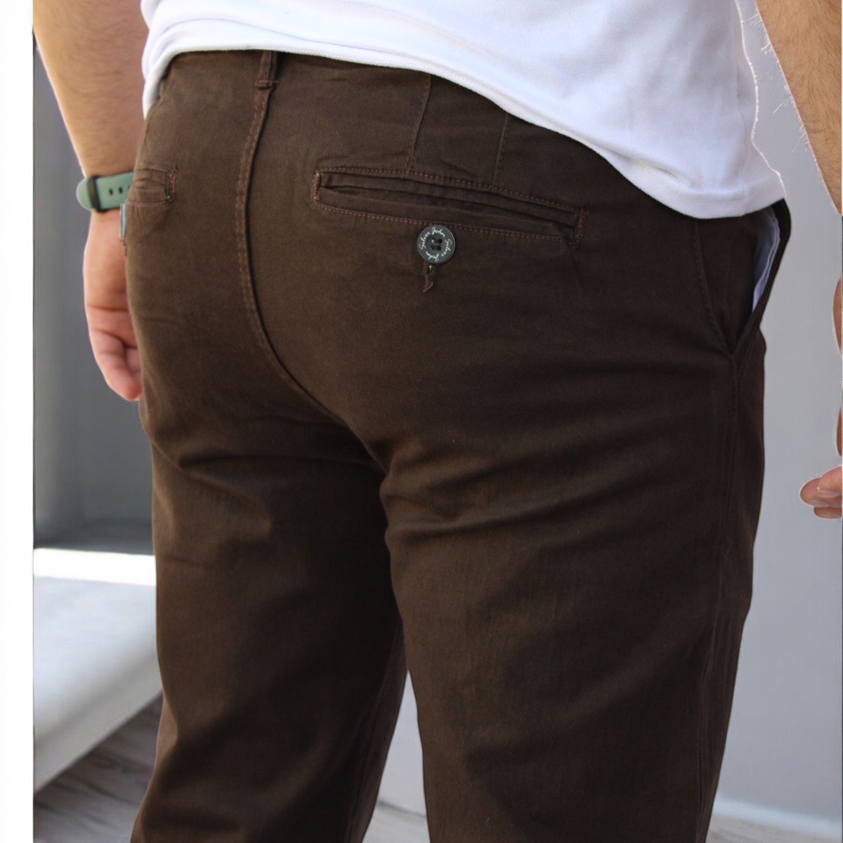 Foto 4 pulgar | Pantalón Slim Fit Gabardina Chocolate