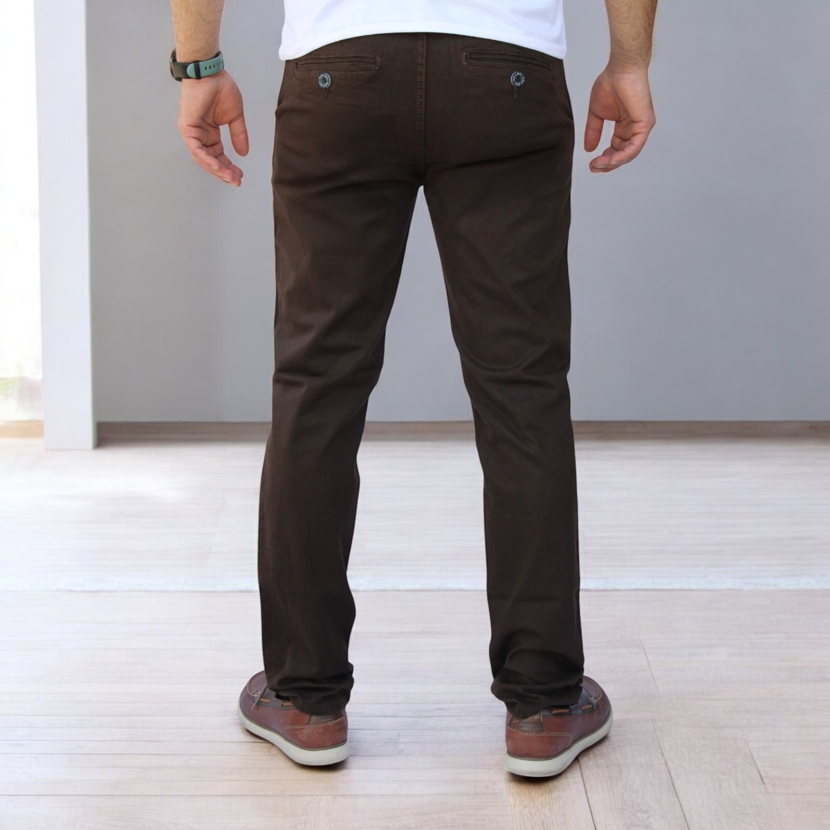 Foto 5 pulgar | Pantalón Slim Fit Gabardina Chocolate