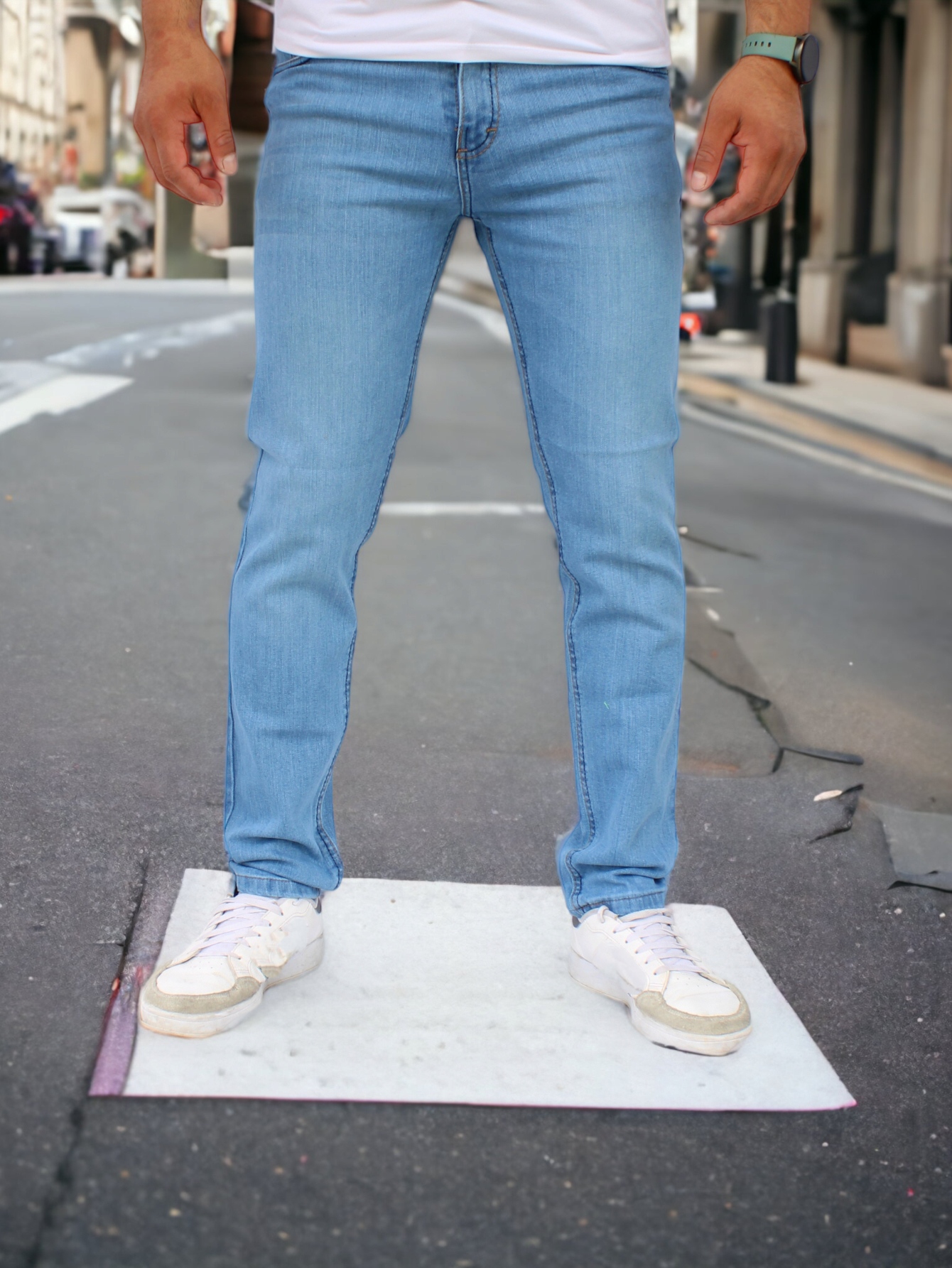 Foto 2 pulgar | Pantalon Slim Fit Mezclilla Azul Claro