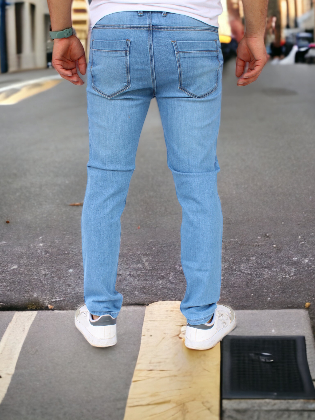 Foto 4 pulgar | Pantalon Slim Fit Mezclilla Azul Claro