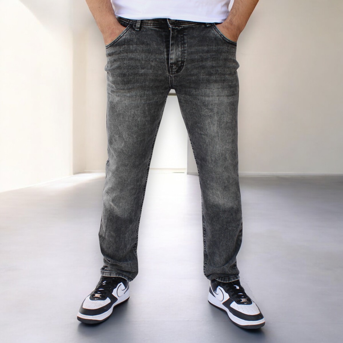 Foto 2 pulgar | Pantalón Slim Fit De Mezclilla Gris Obscuro