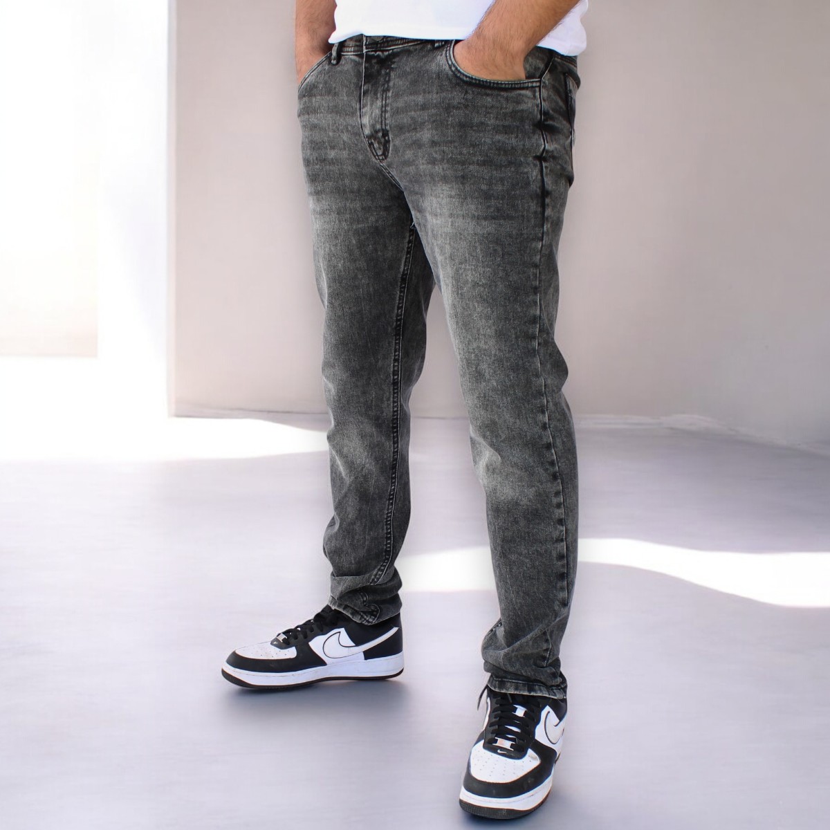 Foto 3 pulgar | Pantalón Slim Fit De Mezclilla Gris Obscuro