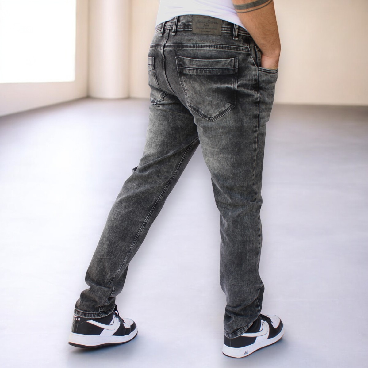 Foto 4 pulgar | Pantalón Slim Fit De Mezclilla Gris Obscuro