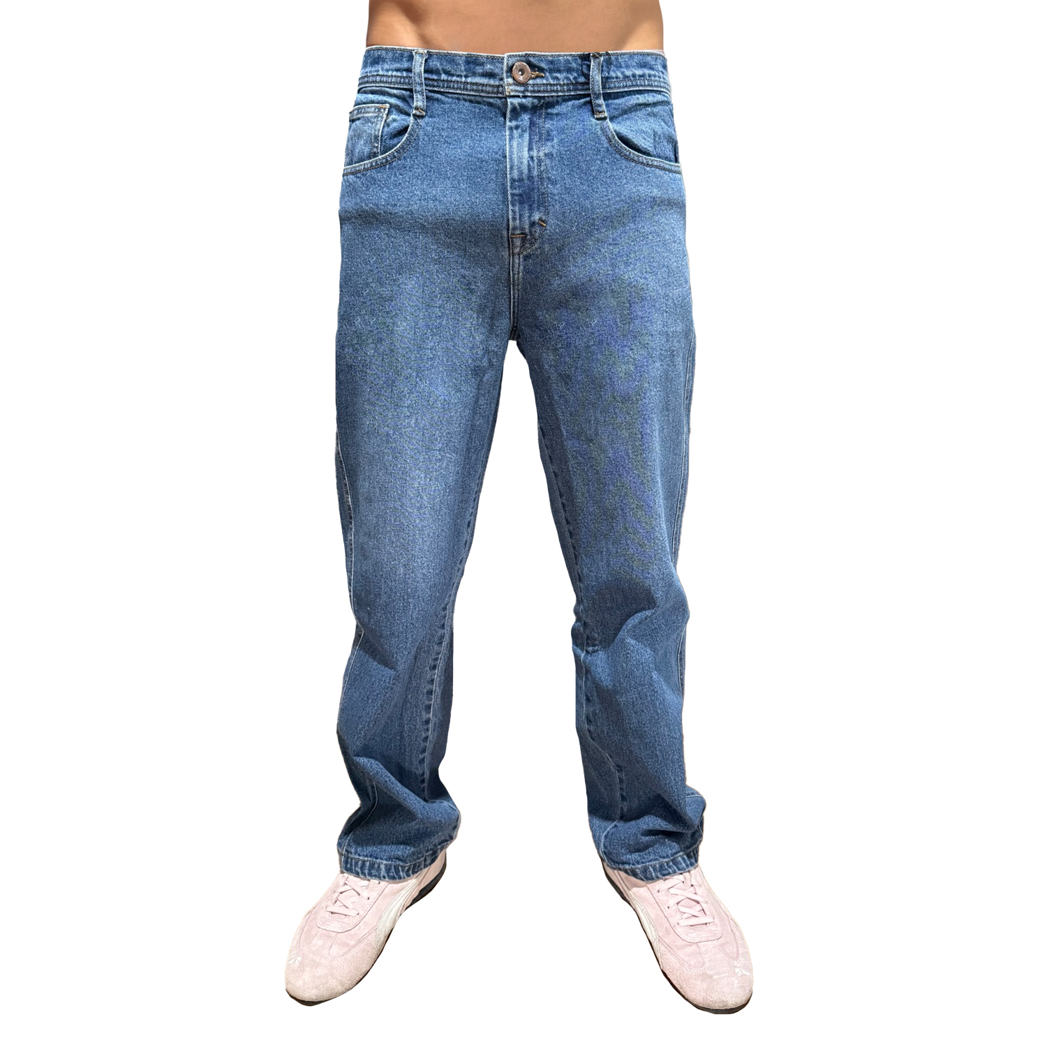 Foto 2 pulgar | Jeans De Hombre Azul Medio Recto