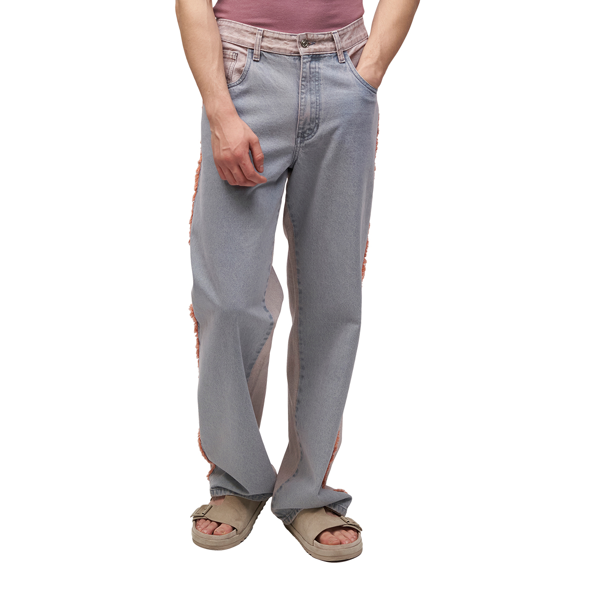Jeans De Mezclilla Mchk. Corte Recto, Caballero, Color Coral. Modelo 8083