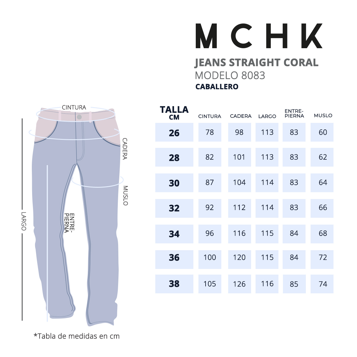 Foto 5 | Jeans De Mezclilla Mchk. Corte Recto, Caballero, Color Coral. Modelo 8083