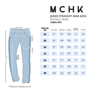 Foto 6 | Jeans De Mezclilla Mchk. Para Caballero Corte Recto. Color Azul. Modelo 8085