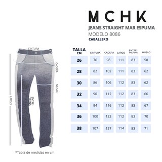 Foto 6 | Jeans De Mezclilla Mchk. Para Caballero Corte Recto. Color Mar Espuma. Modelo 8086
