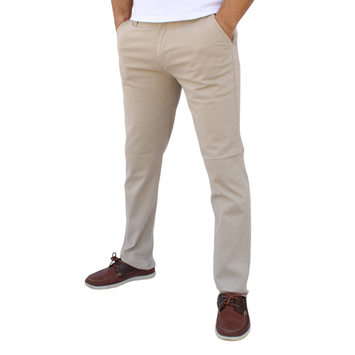 Foto 4 pulgar | Pantalón Recto De Gabardina Stretch Color Arena John Silver