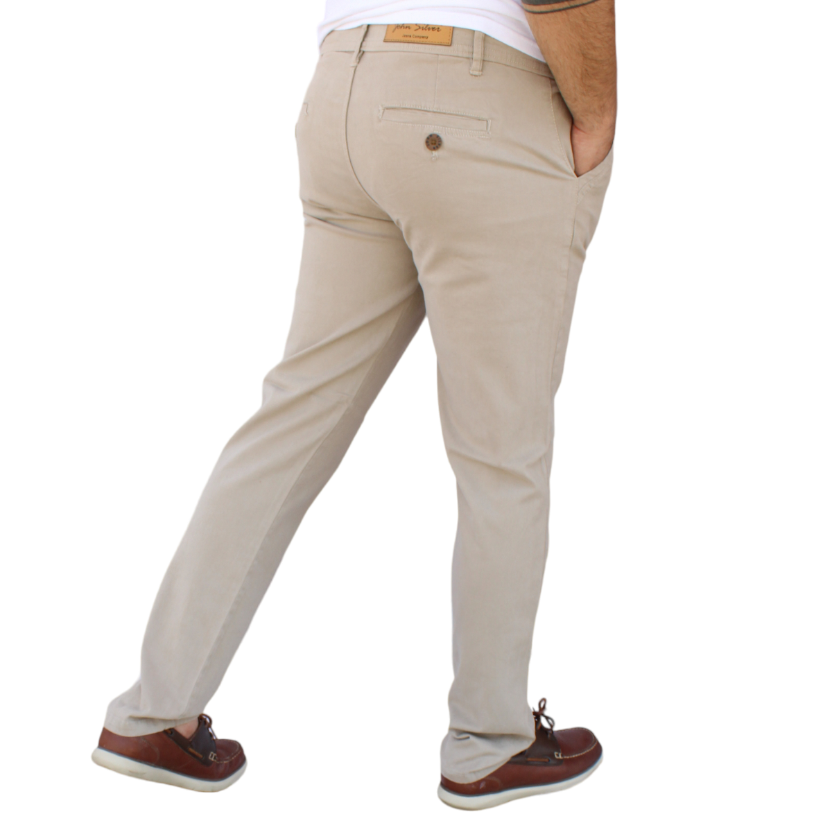 Foto 6 pulgar | Pantalón Recto De Gabardina Stretch Color Arena John Silver