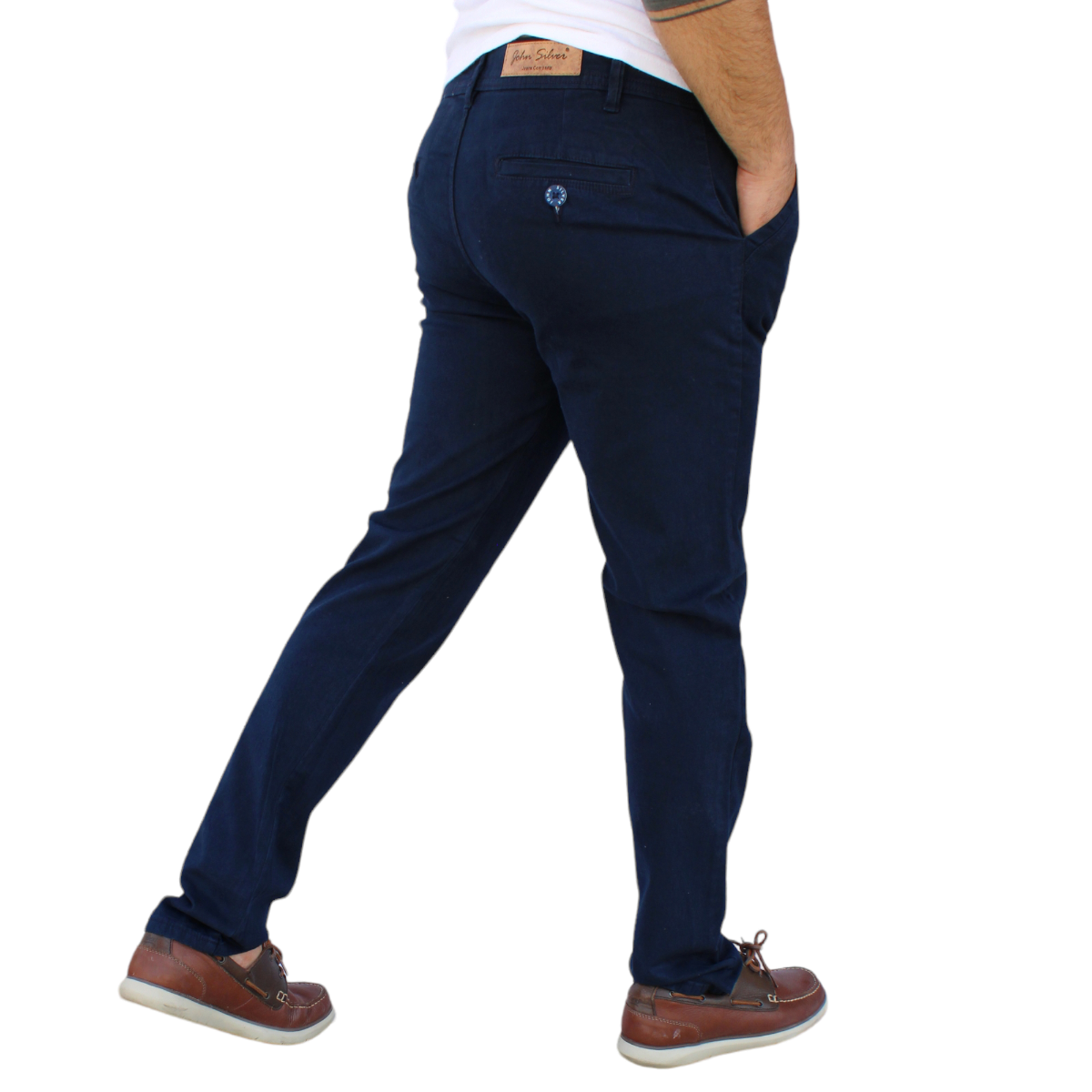 Foto 4 | Pantalón Recto De Gabardina Stretch Color Marino John Silver