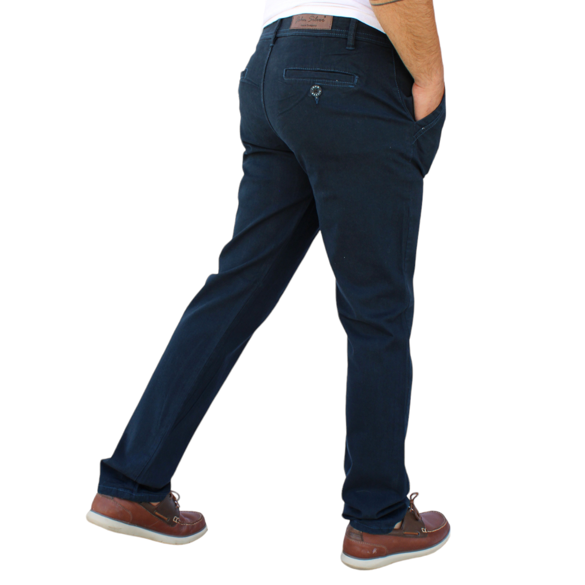 Foto 6 pulgar | Pantalón Recto De Gabardina Stretch Color Petróleo John Silver