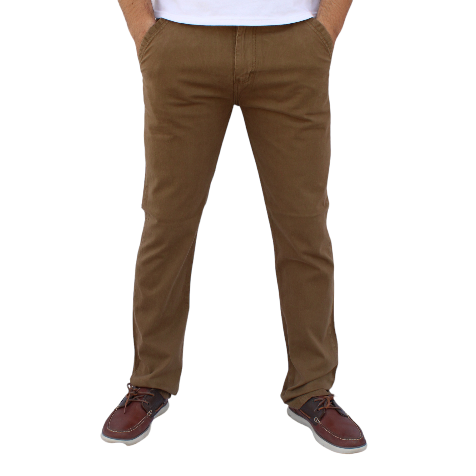 Foto 1 | Pantalón Recto De Gabarina Stretch Color Caqui Obscuro John Silver