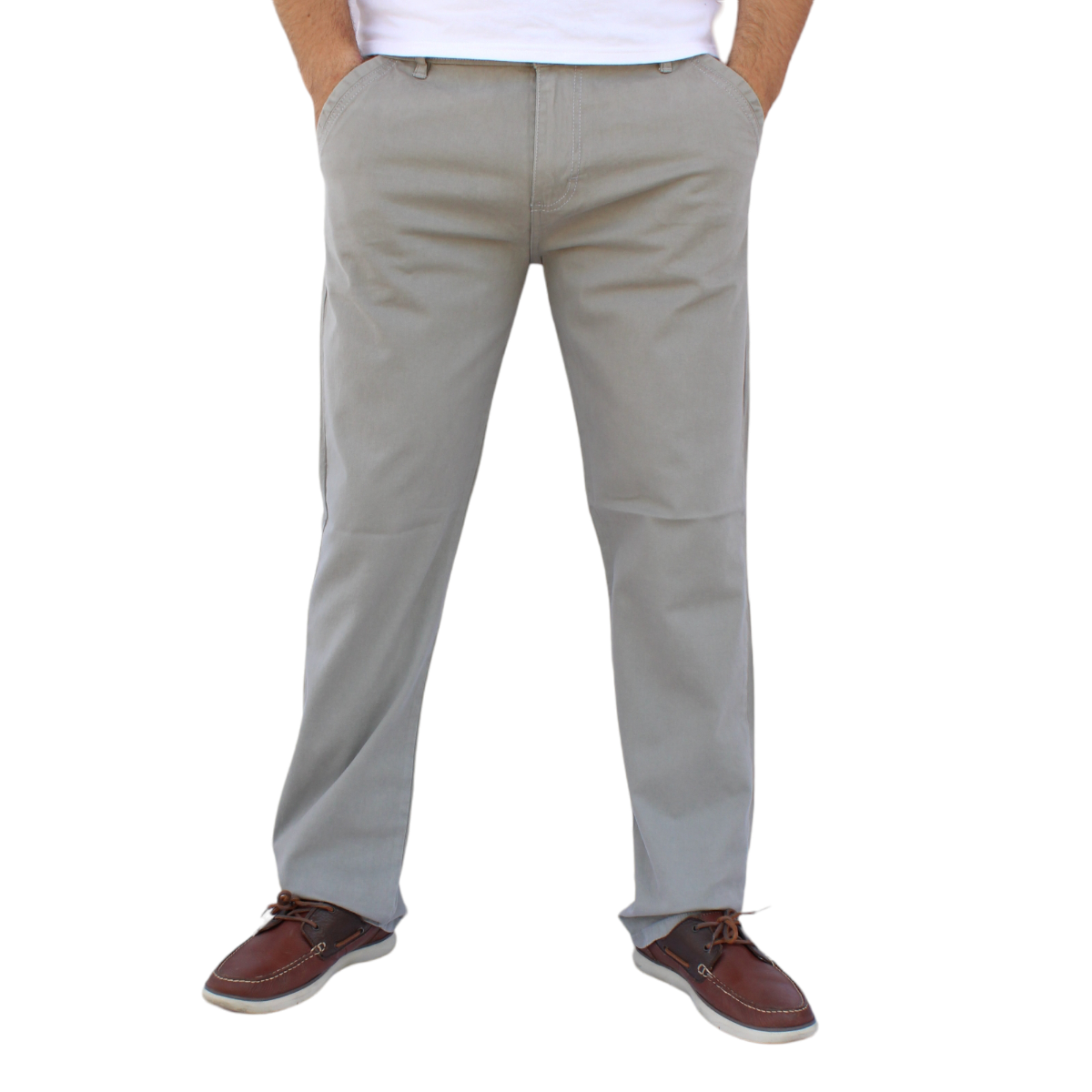 Foto 1 | Pantalón Recto De Gabardina Stretch Color Gris Claro John Silver