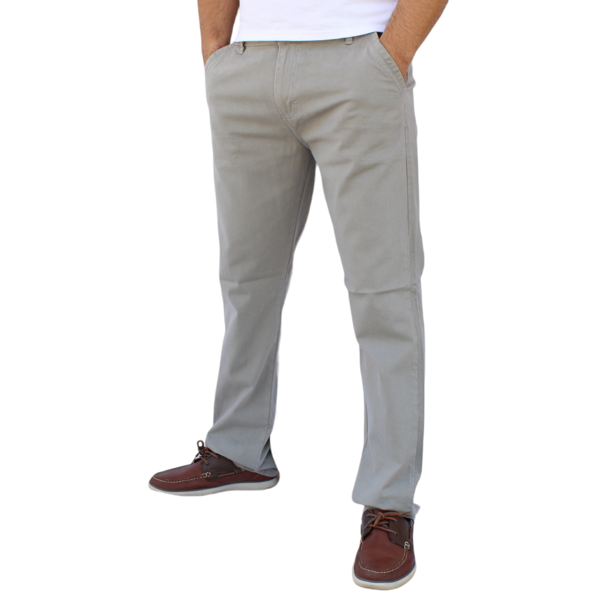 Foto 4 pulgar | Pantalón Recto De Gabardina Stretch Color Gris Claro John Silver