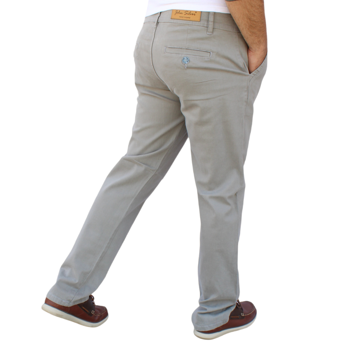 Foto 6 pulgar | Pantalón Recto De Gabardina Stretch Color Gris Claro John Silver