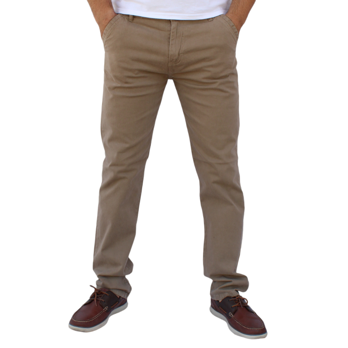 Foto 1 | Pantalón Recto De Gabardina Stretch Color Caqui John Silver